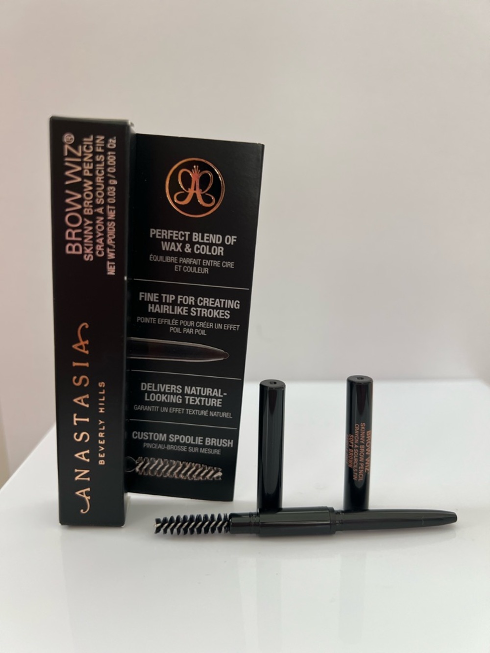 Anastasia Beverly Hills Brow Wiz Skinny Brow Pencil with Spoolie Brush, New